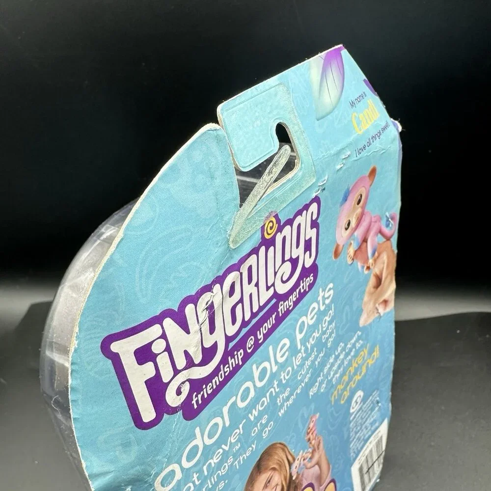WowWee Fingerlings Baby Monkey Interactive Pet Candi Pink & Blue 40+ Sounds